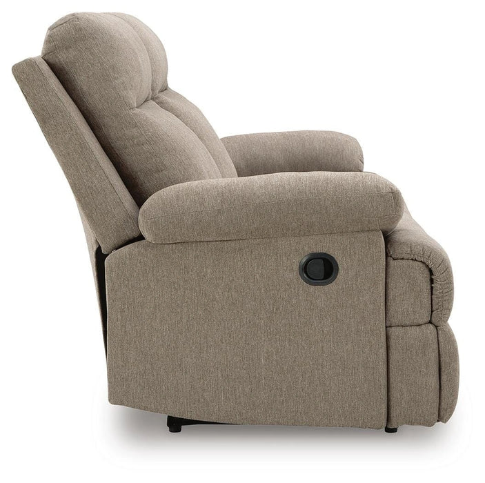 Side-Swipe Reclining Sofa with Drop Down Table