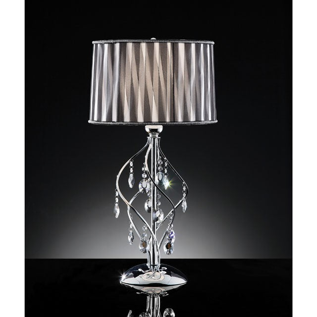 Arya Black/Chrome Table Lamp, Hanging Crystal